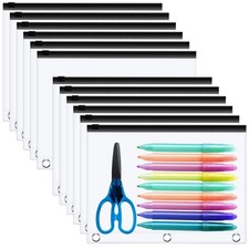 24 Pack Clear Pencil Pouch for 3 Ring Binder Pencil Case with Zipper 3 Ring B...