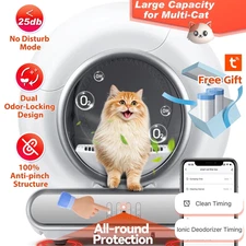 Self Cleaning Cat Litter Box, Automatic Litter Box W/ Liner, Dual Sensor Protect