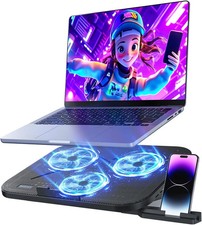 Laptop Cooling Pad 3 Quiet Fans 5 Level Height Adjustable Stand 2 USB Port Ho...