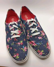Mossimo Supply Co. Tenis Floral Lona Con Cordones Talla 10 Color Azul Lona
