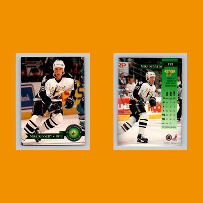 レア ARIOLA MEETING 1995 ～特典ポストカード Mike Kennedy Rookie #192 1995 Donruss Dallas Stars Hockey Card NHL
