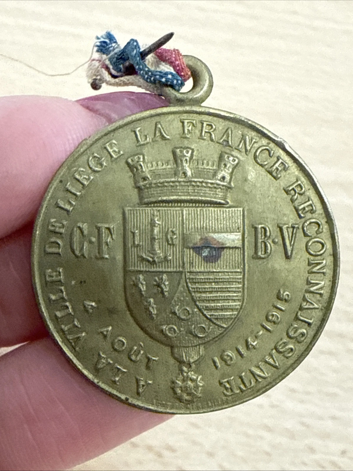 Médaille À La Ville De Liège La France Reconnaissante 4 Août 1914-1915 CFBV