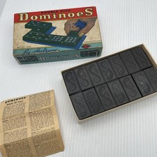 Vintage Double Nine Wooden Dragon Design DOMINOES Set No. 920 By Halsam U.S.A.