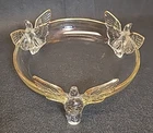 Vintage Jeanette Glass Three-Eagle Footed Candy Dish w/ Gold Trim,  7" Bowl