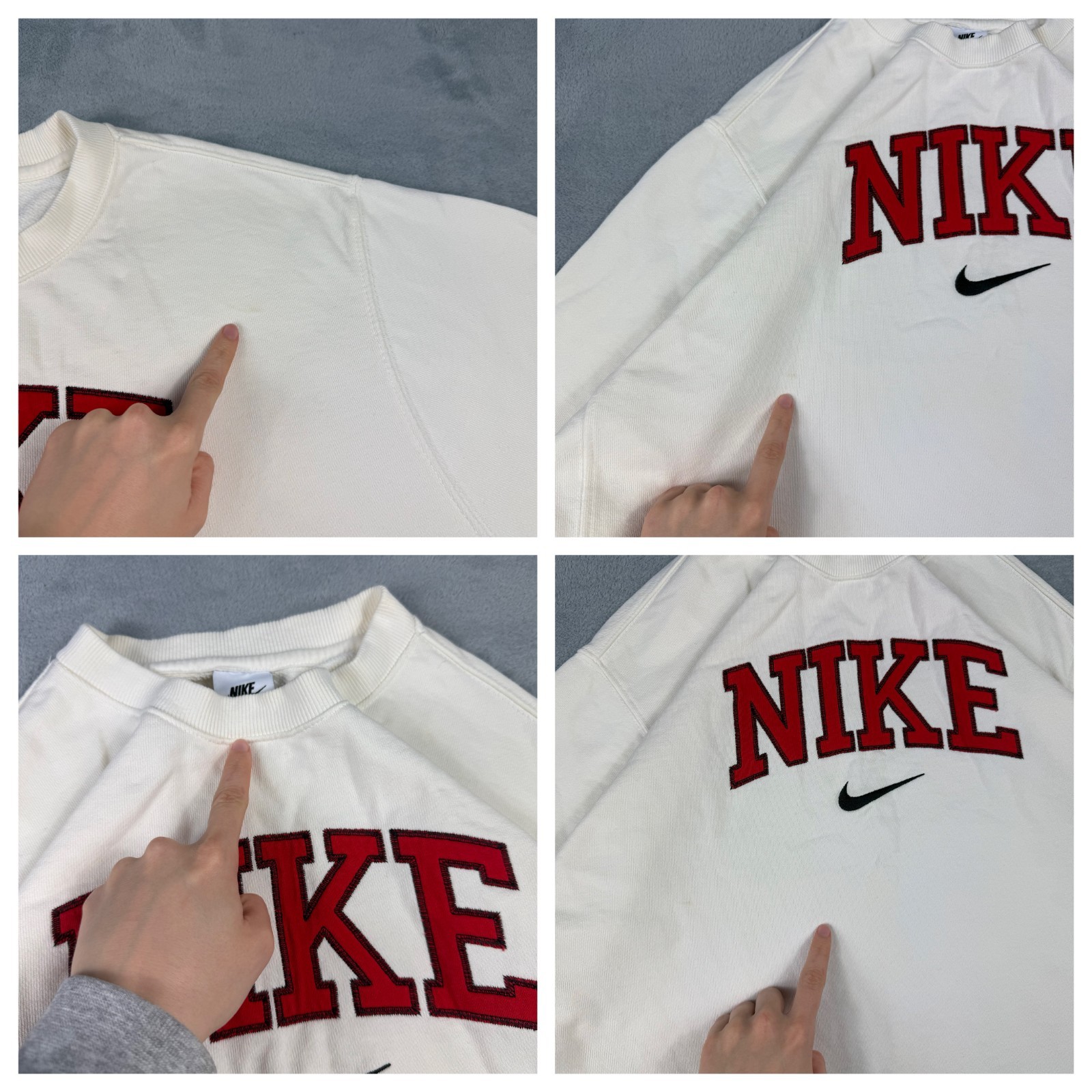 VTG Nike White Red Varsity Collegiate Spellout Oversized XL Pullover Sweatshirt image 7