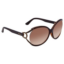 Salvatore Ferragamo Women's Brown Gradient Round Sunglasses SF600S NEW Original
