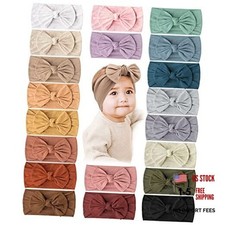 20PCS Baby Nylon Headbands Hairbands Hair Bow Elastics for Baby Girls Clay