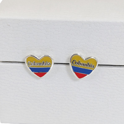Colombia Flag Earring Stud Earrings Exclusive Designed Women Jewelry S925 Silver