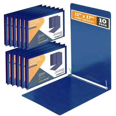 10 Pack of 11 x17  Landscape Pressboard Presentation Binder Folder, Blue Fibe...
