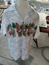 Hawaiian Print Surfboard Shirt Men's 4X