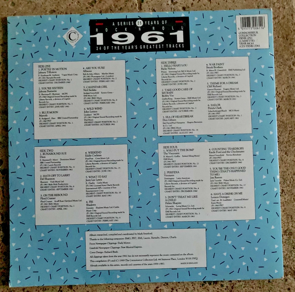 VARIOUS - 25 YEARS OF ROCK N ROLL 1961 UK 1989 COMP VINYL 2LP RECORD💥MINT - Image 2 of 2