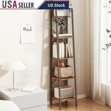 5-Tier Ladder Shelf Freestanding Storage Display Unit W/ Hooks Space Saver New