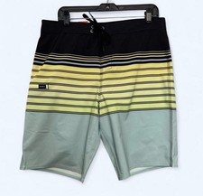 NWT O'Neill Boardshort Sz 34 Black Yellow Stripe Surf Gorpcore Beach Summer Swim