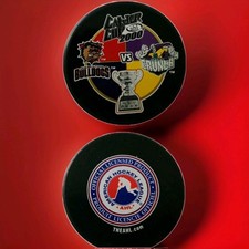 2000 CALDER CUP HAMILTON BULLDOGS VS SYRACUSE CRUNCH RARE VEGUM mfg VINTAGE PUCK