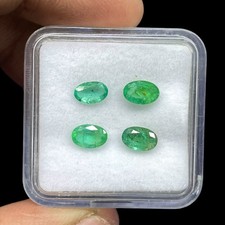 4 Pcs Natural Colombian Emerald 5.6-6mm Oval Cut Loose Untreated Gemstones Lot