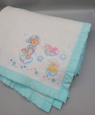 Vintage Riegel Teddy Beddy Bear Baby Blanket Satin Trim 36  X45  Great Condition