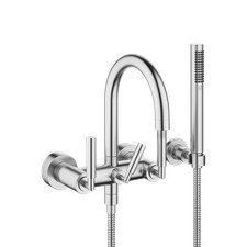Dornbracht TARA Bath mixer for wall mounting with hand shower set - Brushed Chro