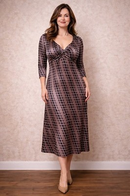 LK Bennett 100% Silk Geometric Pattern Dress Size UK14 US10