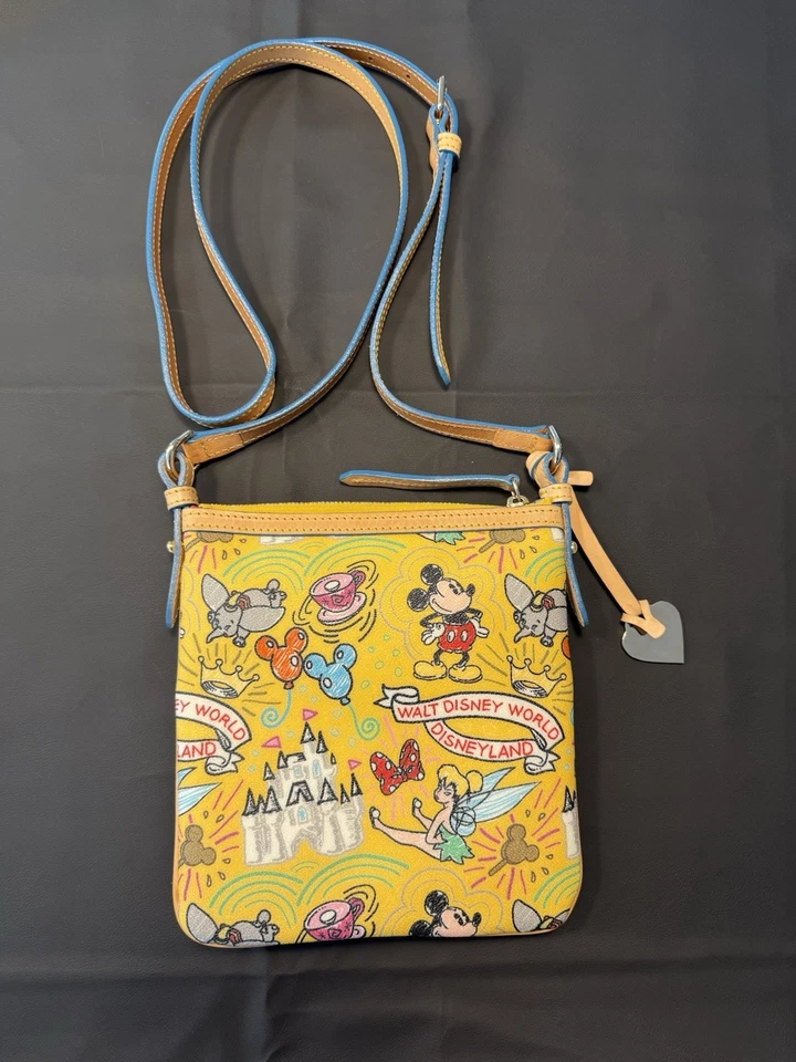 DOONEY & BOURKE💛 BANDOLERA Y LLAVERO PORTADOR DE LETRAS TINKER BELL DE DISNEY BOCETO Foto 2 de 4