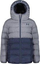 Under Armour Big Boys XL Long Sleeve Pronto ColorBlock Puffer Jacket Grey BLUE