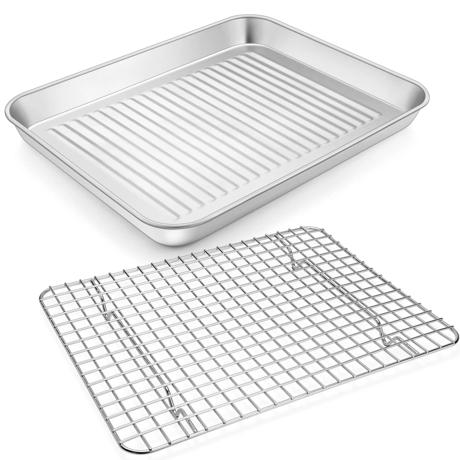 Baking Oven Pan with Wire Rack, Stainless Steel Baking Oven Sheet Tray, Bacon...
