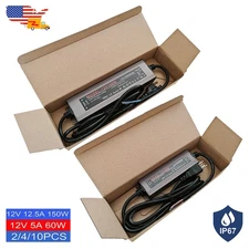 12 Volt Outdoor Power Supply 150W 12.5A Or 60W 5A IP67 Waterproof LED Converter