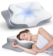 Cervical Pillow for Neck Pain Relief - Ergonomic Memory Foam Pillow with Cool...