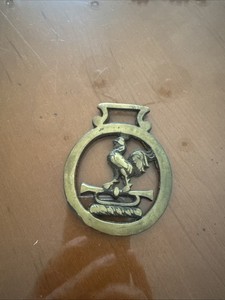 Brass Horse Bridle Medallion 3" x 3" Rooster Design