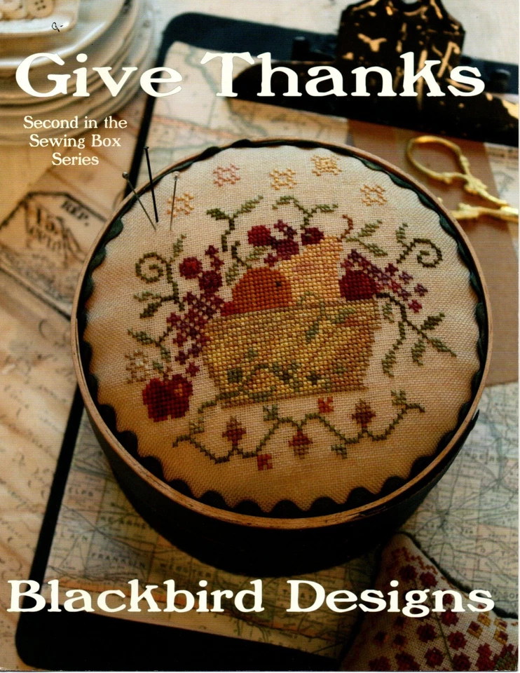 Blackbird Designs Give Thanks OOP Sewing Box & Pincushion Thanksgiving Fruit - Image 2 of 2