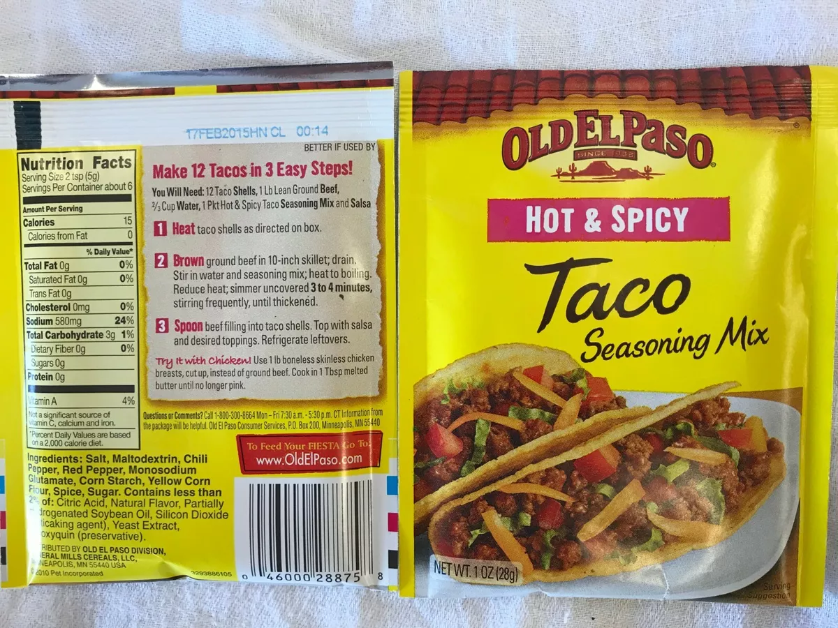 Old El Paso Hot Spicy Taco Seasoning Mix Vintage Lot of 2 Old Stock