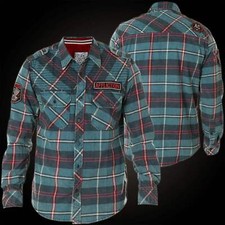 Affliction Men's Button Down Shirt Eastside Woven Embroidered Biker