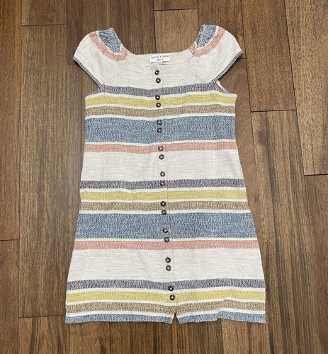 Robe Madewell Rayée Crème Et Rouge - Taille XXS, Col V, Genou, Coton/polyester