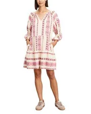 VELVET By Graham & Spencer Kally Jacquard Tiered Dress Pink S $169 F6