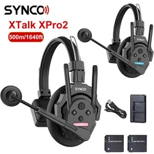 SYNCO XTalk XPro2 X2 2.4GHz Wireless Intercom Headset System 1640ft Full-Duplex