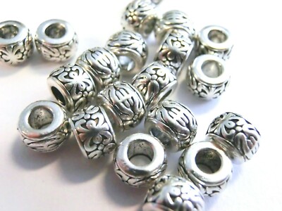 20 Spacer Rondell 8mm Farbe antiksilber Großlochperle Modulperle Metall #S144