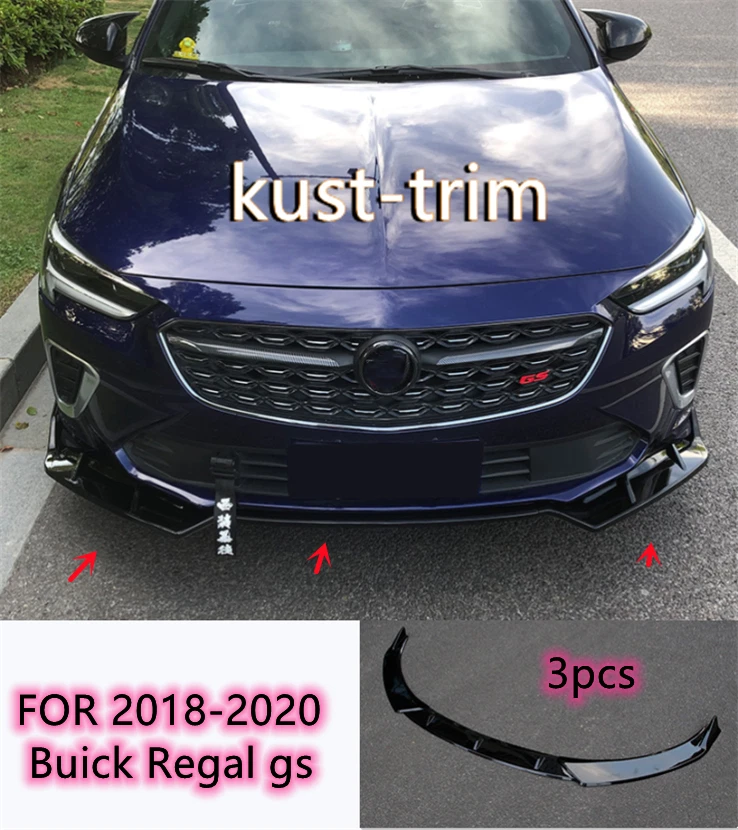 ABS preto para Buick Regal GS 2018-2020 para-choque dianteiro kit divisor de lábios acabamento 3 peças - Imagem 2 de 4