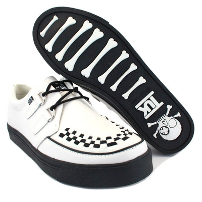 TUK Creeper Sneaker White Leather w/blk interlace A9179