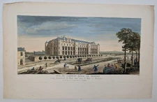 Original Engraving - Jacques Rigaud - View of the Royal Castle of Madrid - Circa 1730