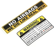 Funny Car Rules Sticker (2-Pack) | We Die Like Real Men Bumper Decal