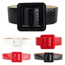Women Fashion Belt Faux Leather Wide Square Buckle Corset Waist Belt