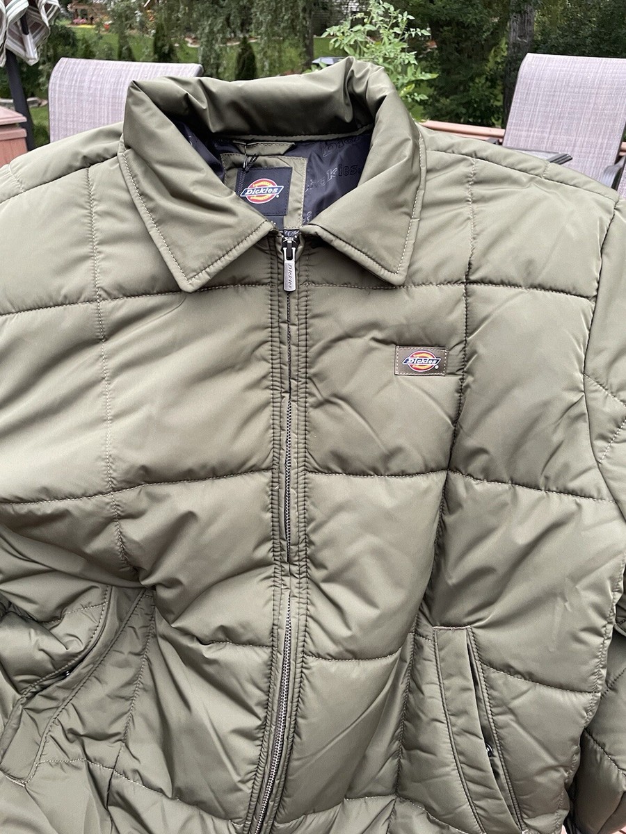 Dickies Waldenburg Puffer Jacket Mens Large Army Olive Green Water