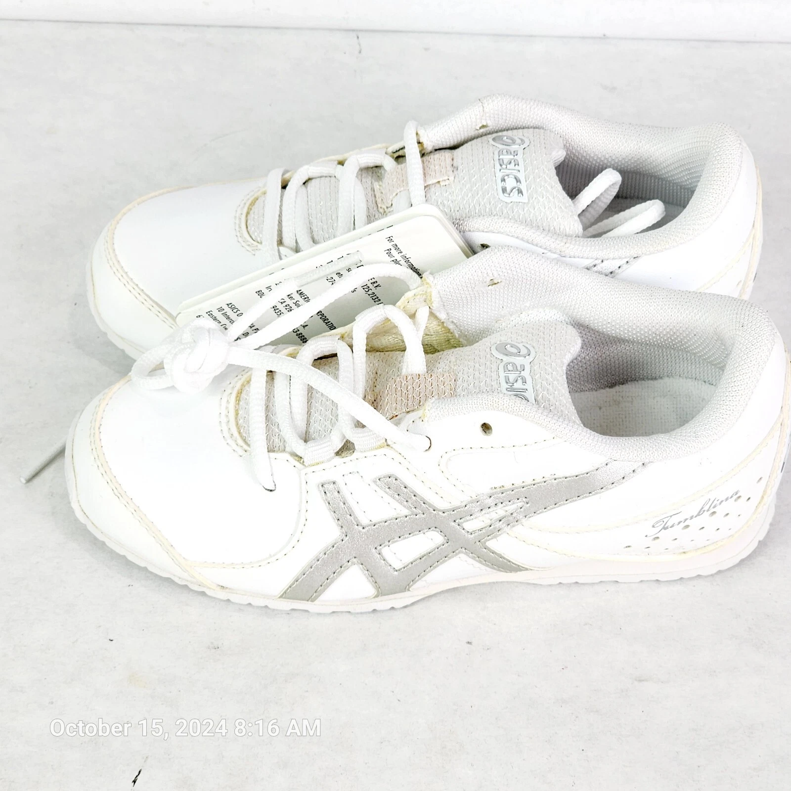 Scarpe ASICS Tumblina bambino taglia 11K bianche ginnastica cheerleading nuove con scatola