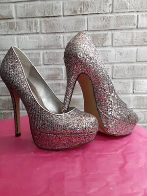 Bakers Platform Glitter Show Stopper Heel 7m Gently Used