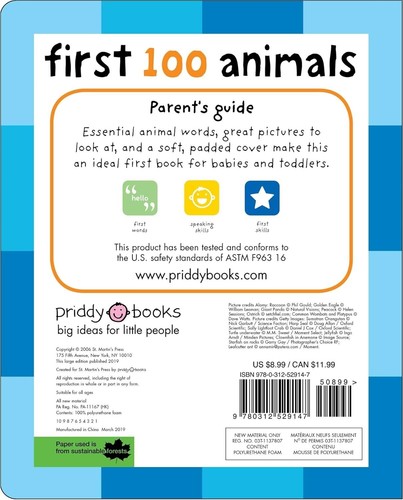 FIRST 100 ANIMALS - LARGE PADDED BOARD BOOK - NEW - Bild 2 von 2