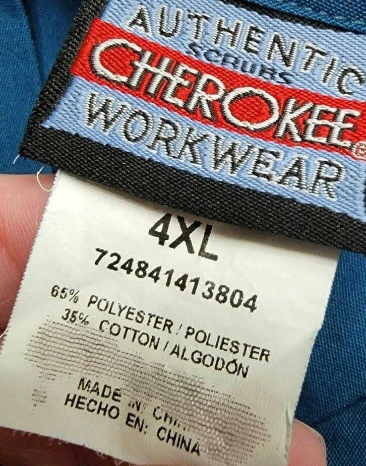 Cherokee Mens Womens Scrub Shirt Size 4XL XXXXL 4X Large Bluish Green - Image 2 of 4