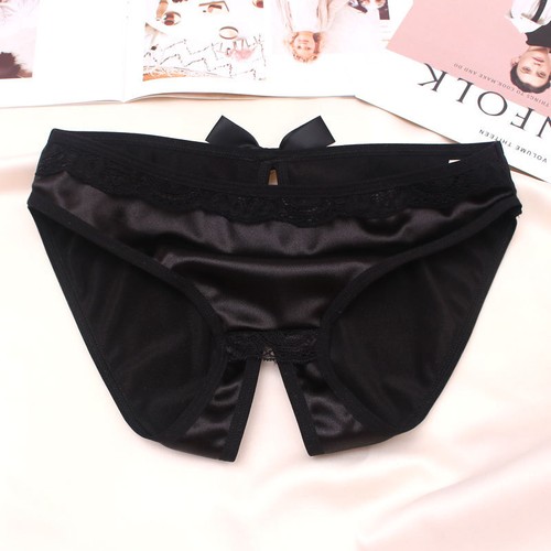 Womens Silk Satin Crotchless Thong G-string Panties Lingerie Underwear Briefs☆ - Foto 8 di 19