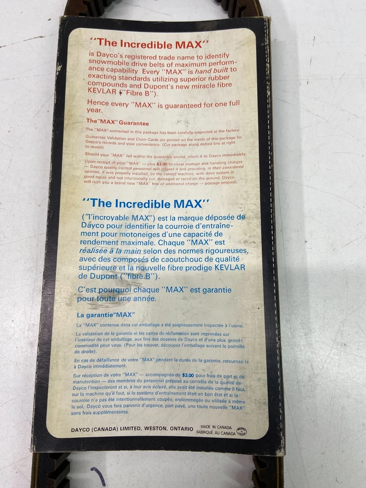 Vintage The Incredible Max Snowmobile Drive Belt Max1082 By Dayco - Image 4 of 4