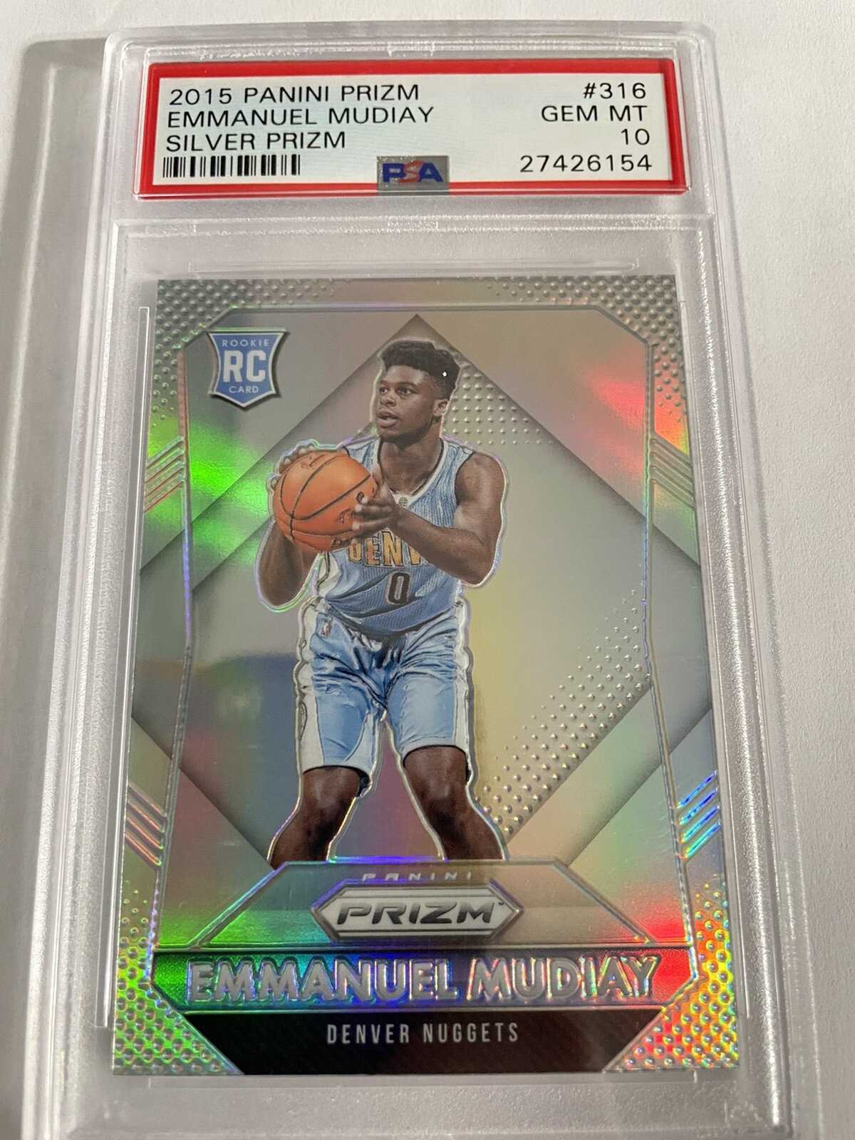 EMMANUEL MUDIAY RC 2015-16 PANINI PRIZM SILVER REFRACTOR ROOKIE PRISTINE PSA 10