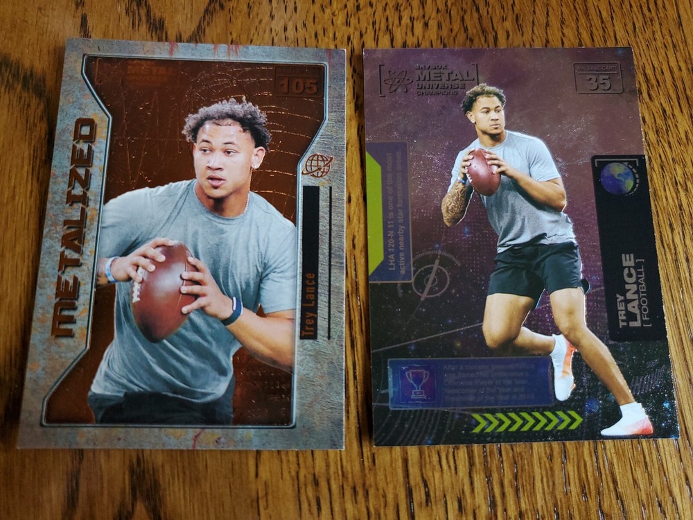 2021 Skybox Metal Universe Champions Trey Lance Cooper Metalized Insert + Base