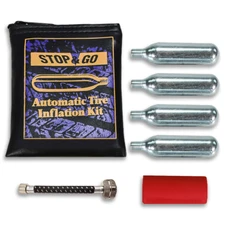 Stop & Go 1090 Tire Inflation Kit with CO2, Hose, Sleeve & Storage Bag for Flats
